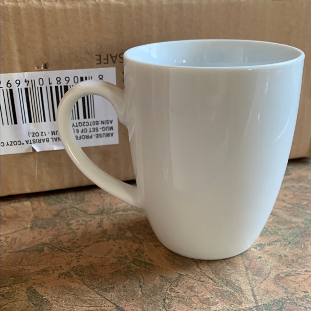 12 White Ceramic Dining Mugs